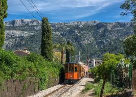Exterior view of Ferrocarril de Sóller station building in Sóller Mallorca